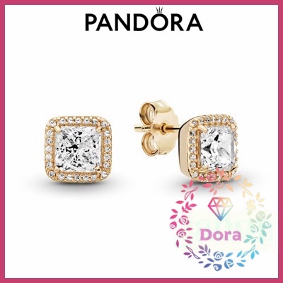 Dora Shop❤ Pandora 潘朵拉 方形光環耳釘 愛情 情侶 祝福 輕奢 情人節 禮物250327CZ