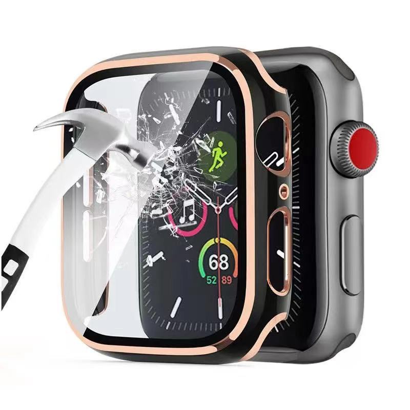 適用於Apple Watch7 5 6 SE 保護殼+保護貼一體設計 40 42 44mm 硬殼 防刮傷