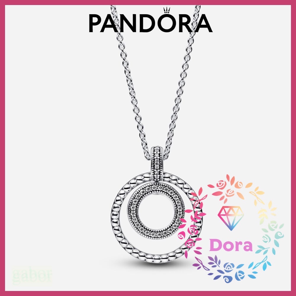 Dora Shop❤ Pandora潘朵拉 Signature系列Pavé密鑲與珠飾吊墜項鍊 情人節392308C01