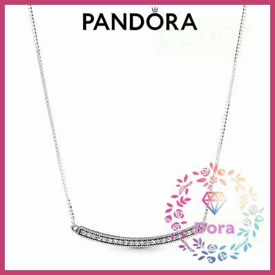 Dora Shop❤ Pandora潘朵拉 閃亮弧形條形項鍊 愛情 情侶 祝福 情人節 禮物397420CZ-50