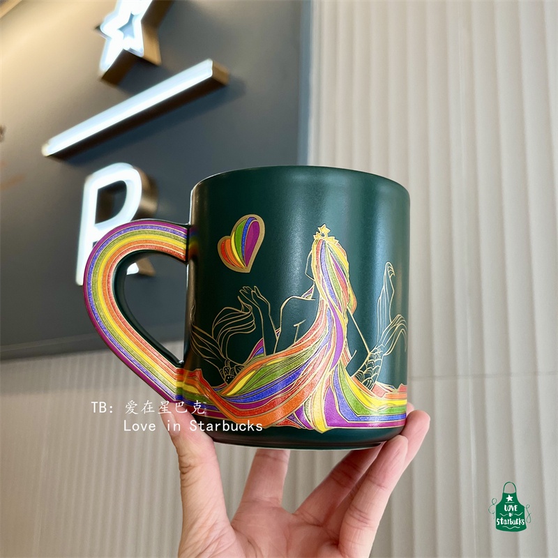 ✨Ins Starbucks 星巴克杯子2022情人節禮物愛逢對手彩虹大愛款陶瓷杯馬克杯咖啡杯