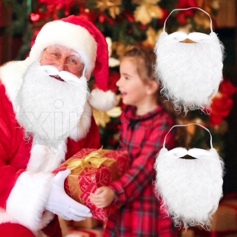 搞笑聖誕老人仿真捲曲鬍鬚/聖誕節日派對偽裝裝飾禮物/diy成人兒童聖誕表演角色扮演服裝道具