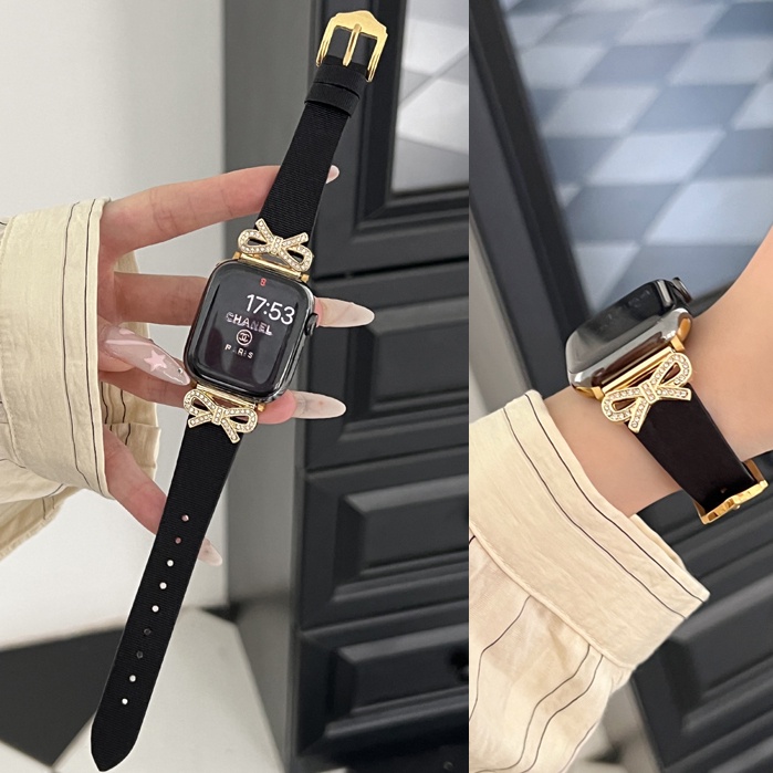 Apple Watch錶帶 蝴蝶絹絲錶帶 鑲鑽錶帶  iwatch錶帶8SE7654321代