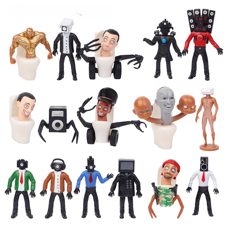 16 件/套 Skibidi 廁所玩具可動人偶模型公仔玩具監視器攝像師卡通兒童娃娃