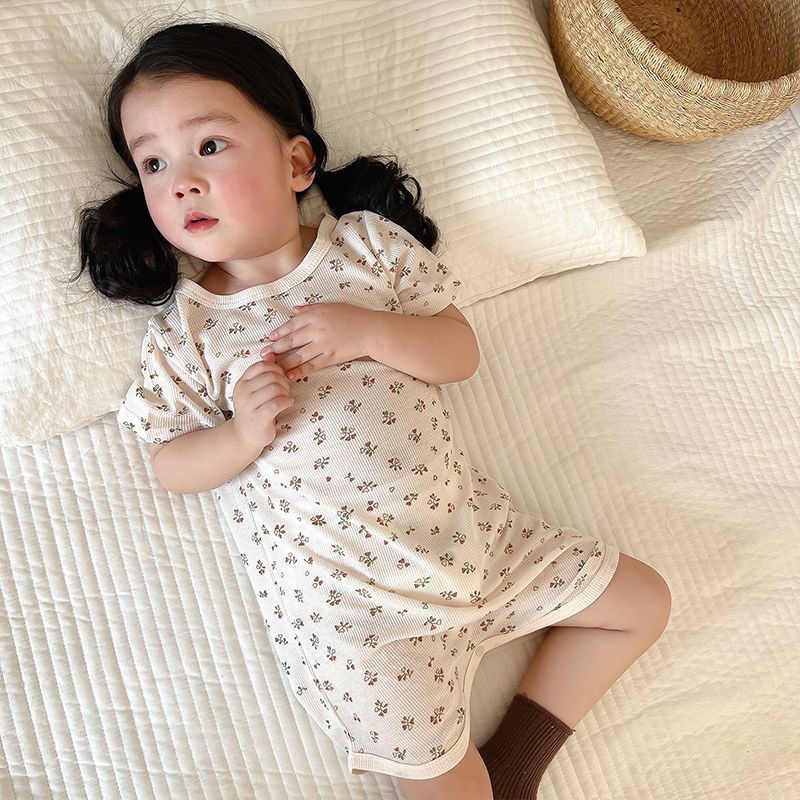 兒童連身睡衣  夏季薄款女童短袖睡袍  寶寶莫代爾家居服防踢被睡裙