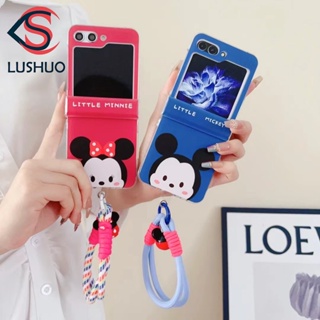 SAMSUNG Lushuo 手機殼適用於三星 Galaxy Z Flip 5 4 3 可愛迪士尼卡通米奇米妮硬 PC