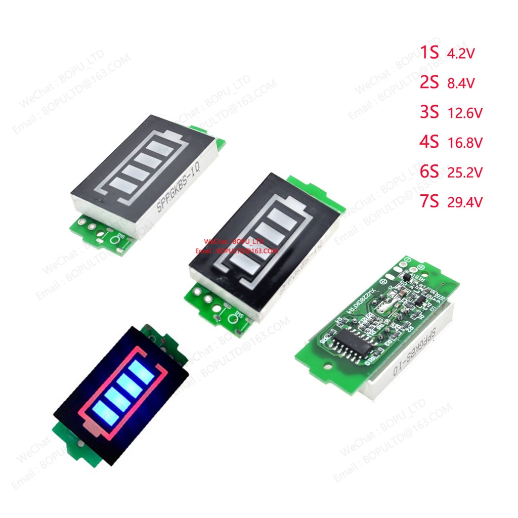 1s 2S 3S 4S 6S 7S鋰電池容量指示模塊藍顯電動車電池電量測試儀