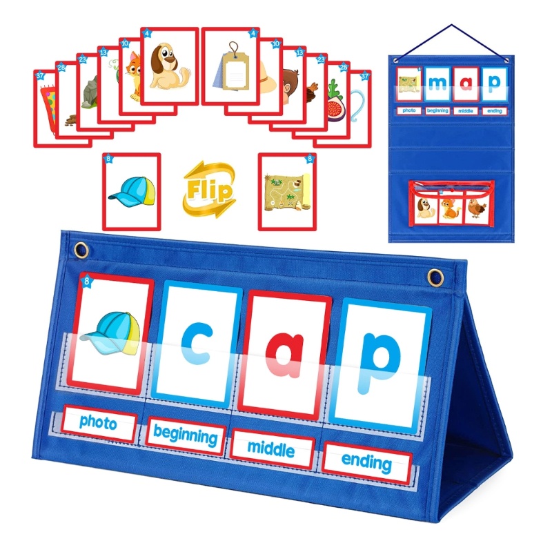 Love* CVC Word Builder 桌面袖珍圖表帳篷卡片套裝 Phonics 遊戲閃存卡適用於學齡前幼兒園課程