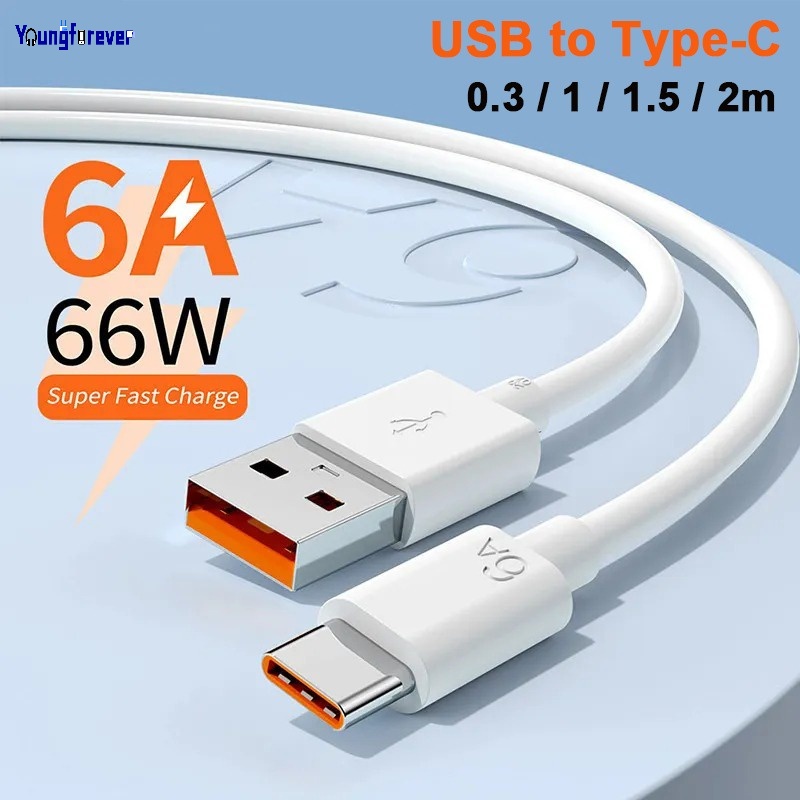 6a 66W 強力通用超快充 USB Type C 數據線 0.25/0.3/1/1.5/2m 手機數據傳輸快速充電器