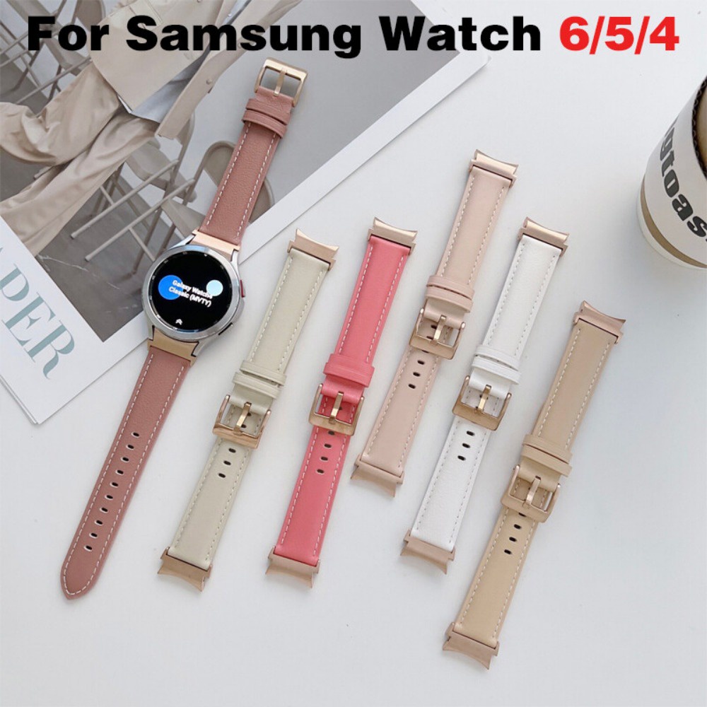 SAMSUNG 皮革錶帶適用於三星 Galaxy Watch 6 5 4 40 毫米 44 毫米 Galaxy Watc