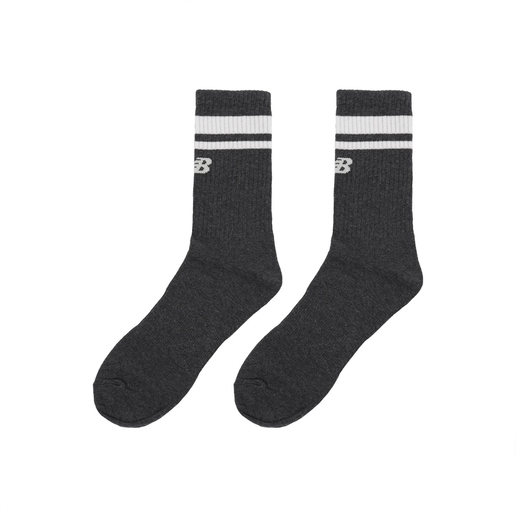 New Balance 襪子 Crew 男女款 灰 長襪 中筒襪 單雙入 條紋【ACS】 LAS32161CHC
