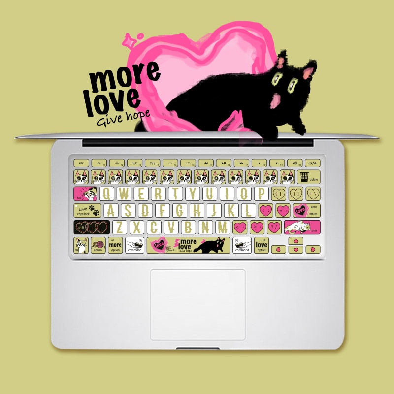 適用新MacBook矽膠m2鍵盤膜air13保護Pro14蘋果筆電塗鴉貓