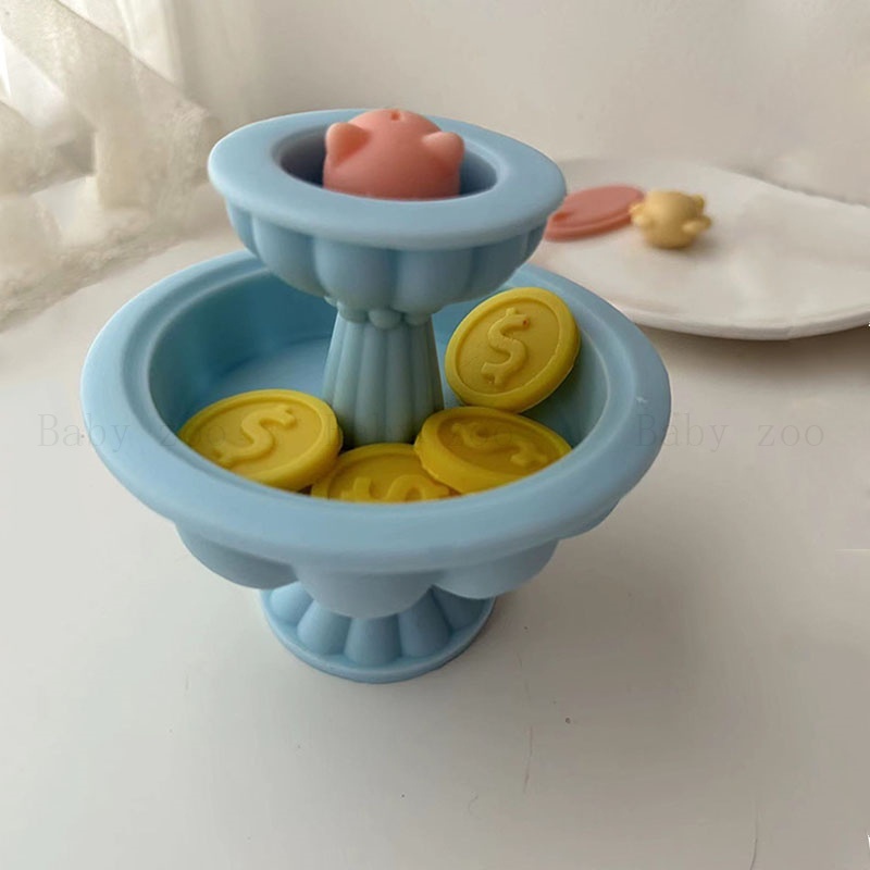小豬存錢罐設計金幣蠟燭模具 香薰蠟燭模具 自製烘焙巧克力手工矽膠模具 cj-th-242