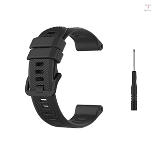 22 毫米男女通用替換矽膠錶帶帶螺絲刀黑色帶扣兼容 GARMIN Forerunner 745 手錶，黑色
