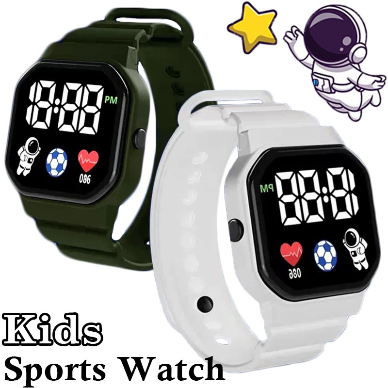 2023 LED 數字手錶兒童運動防水手錶男孩女孩卡通兒童手錶電子時鐘