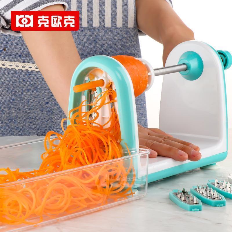 家用多功能三合一手搖旋轉切菜器 螺旋形切絲切片刨絲機 切菜機神器