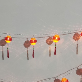 Eas-紅色中式燈串燈 LED 燈珠防水新年燈帶 PVC 外殼庭院帶流蘇 3 米/9.8 英尺 20 燈