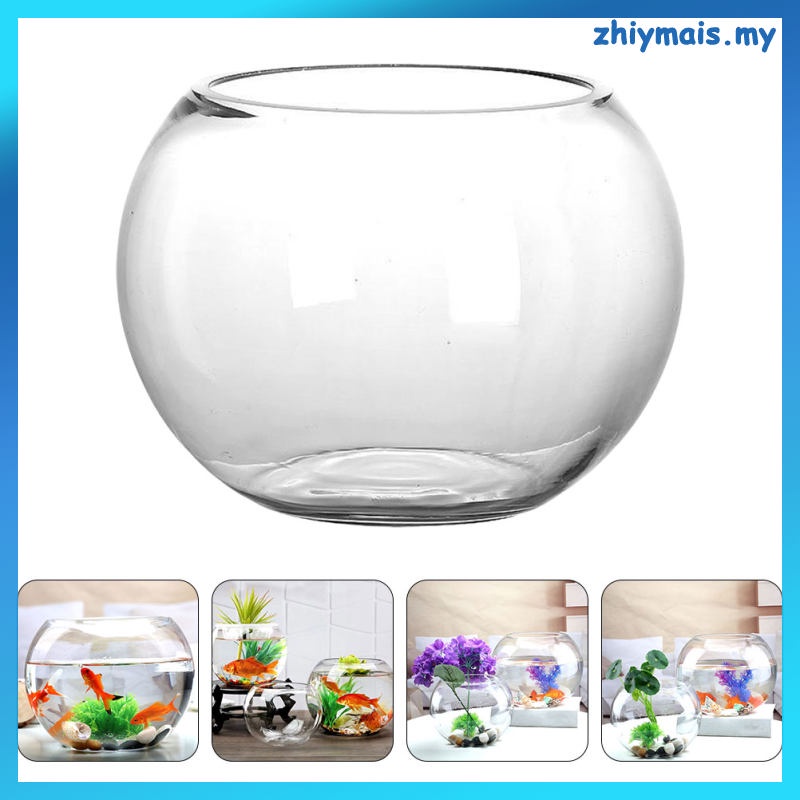 魚缸玻璃圓碗玻璃植物玻璃容器桌面透明魚缸家用zhiymais