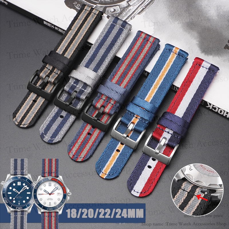 SEIKO 18/20/22/24 毫米柔軟尼龍錶帶適用於歐米茄 Seamaster 007 適用於精工適用於 Moon