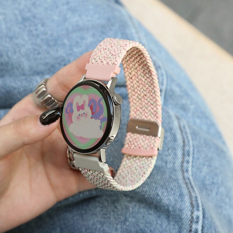 適用於 三星Galaxy Watch 6 5 4 華為 GT3 Watch 4 拼色編織錶帶 active 2 錶帶