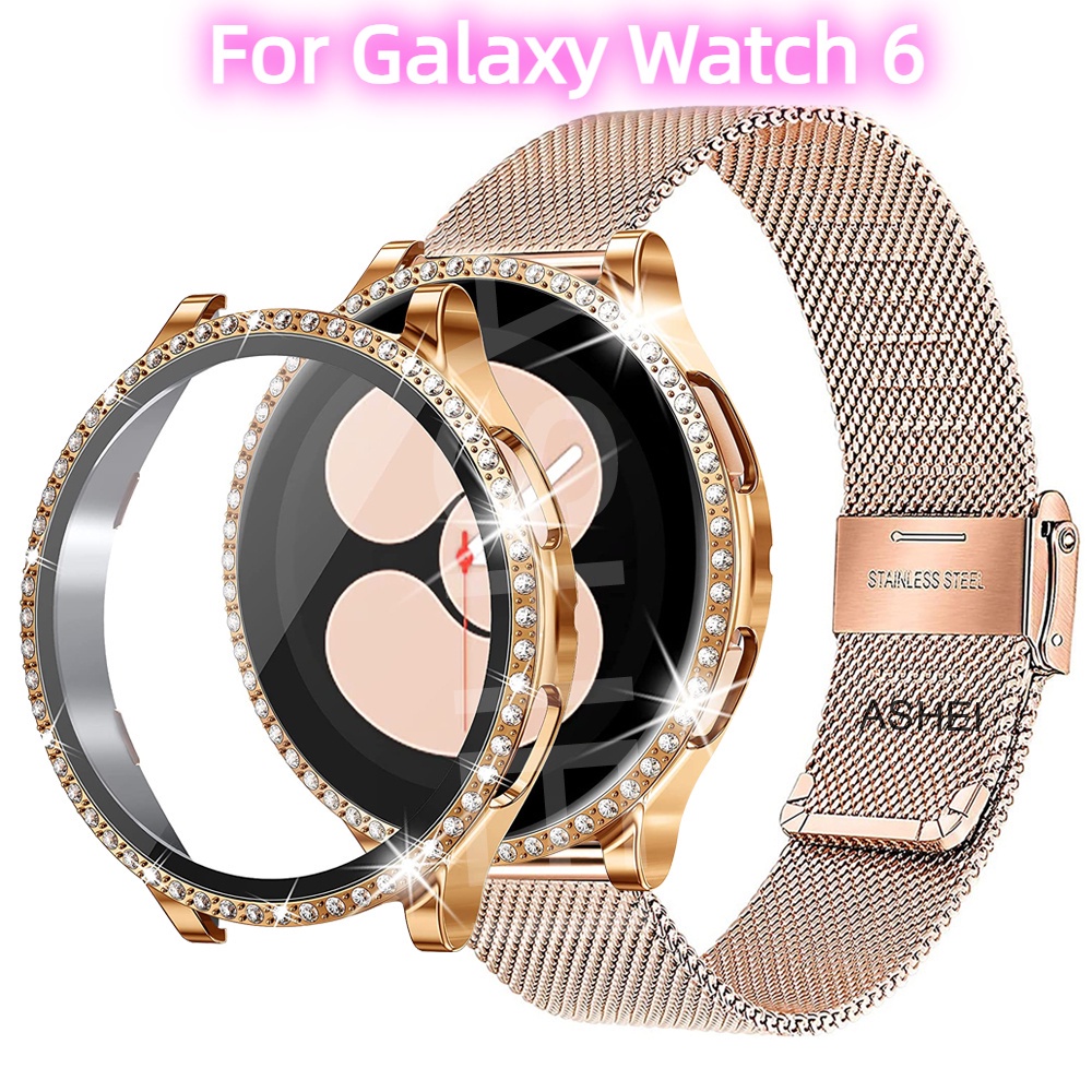 適用於 三星 Galaxy Watch 6 5 4 40MM44MM 金屬卡扣錶帶 錶殼 保護殼 個性時尚