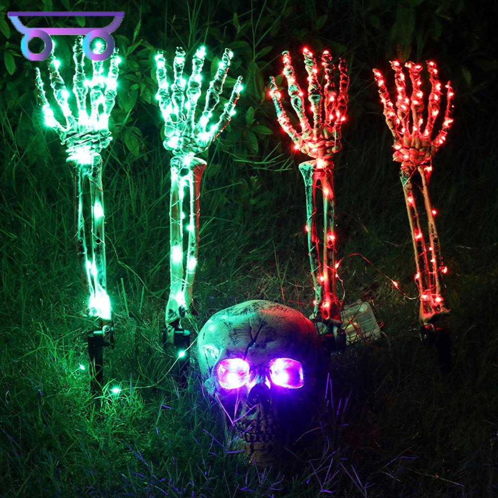 【LT-01-tw】萬聖節骷髏頭裝飾LED發光鬼手骷髏手地插燈花園裝飾道具