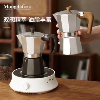 低價熱賣 Mongdio摩卡壺雙閥咖啡壺家用意式濃縮煮咖啡壺戶外咖啡裝備套裝