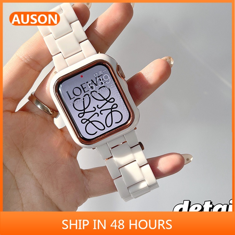 Apple Watch 夏季新款樹脂陶瓷錶帶 小紅書推薦 適用 iwatch SE 1-8代通用 蘋果錶帶 替換腕帶
