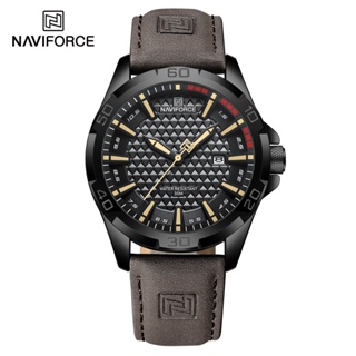 Naviforce 頂級品牌男士石英手錶商務夜光防水時鐘皮革錶帶男士 Relogio Masculino