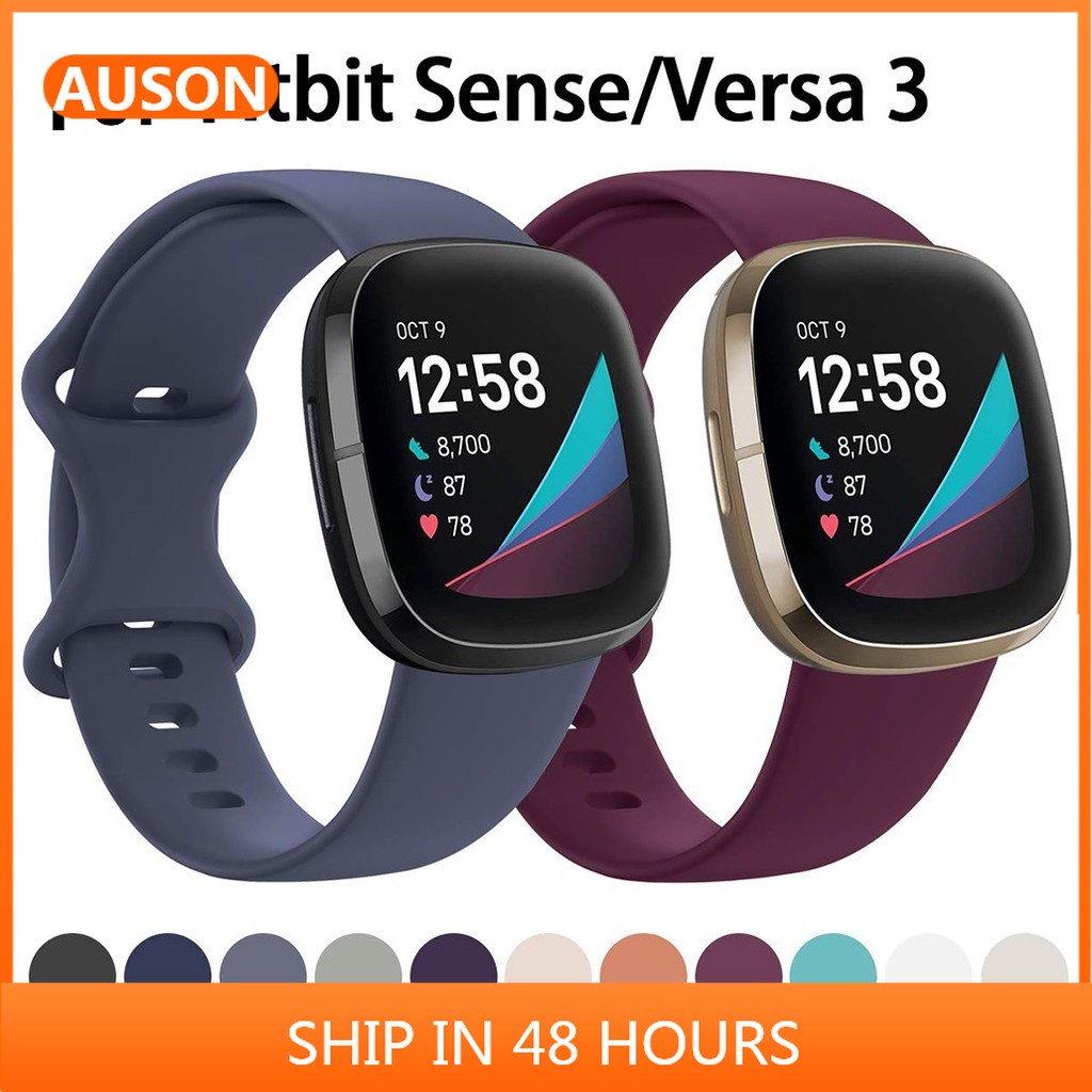 Fitbit Versa 3 錶帶柔軟矽膠錶帶,適用於 Versa 3,Fitbit Sense 替換運動腕帶錶帶