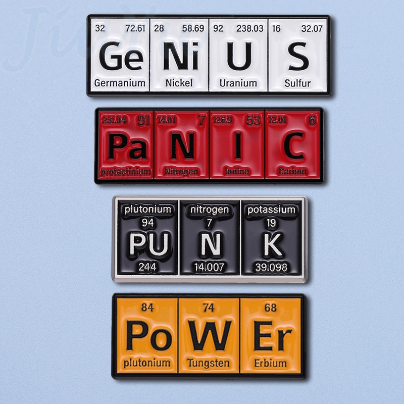 化學元素符號琺瑯別針金屬化學元素週期表胸針翻領徽章兒童學生科學珠寶禮物