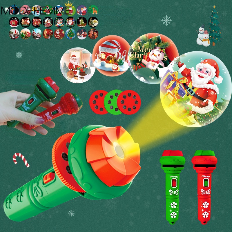 [精選]聖誕新年禮物/趣味親子互動玩具/圖案多變手電筒/聖誕老人麋鹿形象投影燈/聖誕主題投影手電筒