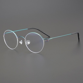 丹麥品牌設計師無螺絲眼鏡復古圓線鈦合金眼鏡框超輕男士女士近視眼鏡