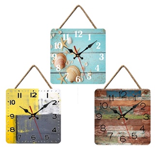 【現貨】時鐘 靜音掃秒壁鐘 家居客廳裝飾掛鐘 創意復古鐘錶 正方形木質時鐘25公分