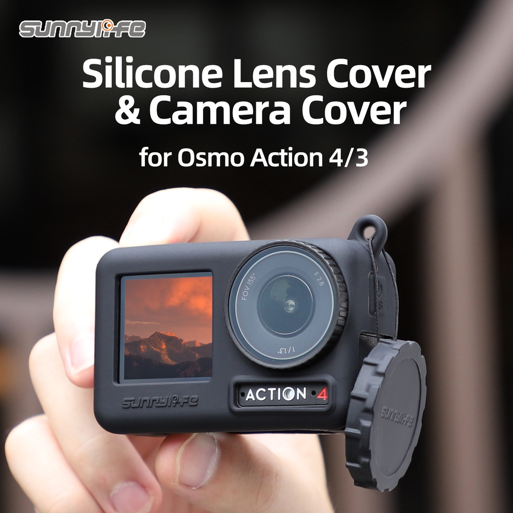 Sunnylife 矽膠鏡頭蓋保護套蓋防刮相機蓋保護掛繩配件適用於 DJI OSMO Action 4/DJI Acti
