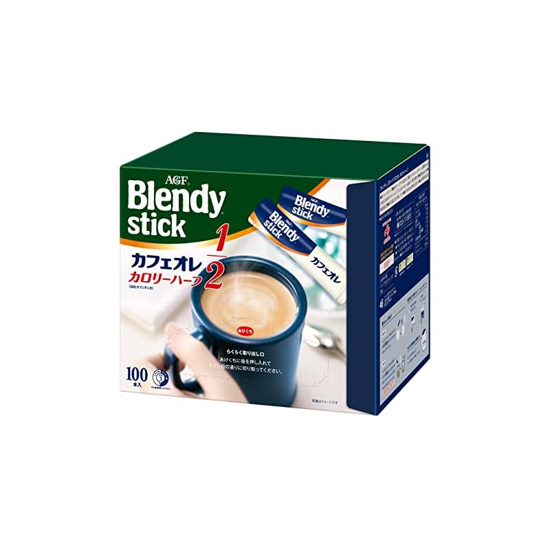 AGF Blendy Stick Cafe au Lait（半卡路里）咖啡棒 100 条 [咖啡棒] [无糖] [无糖]