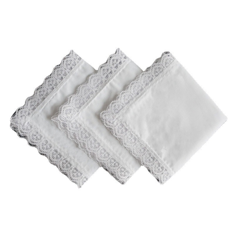 3 件 25x25 厘米 100% 純棉女士女士手帕白色刺繡手帕方形圍巾 DIY 繪畫