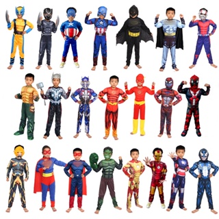 萬聖節男童衣服 超級英雄系列 鋼鐵人 美國隊長 蜘蛛人 雷神 綠巨人 男孩cosplay 復仇者聯盟服裝