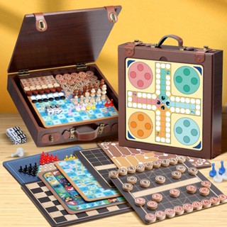 ✿免運費✿國際象棋 棋盤 菲加尼木製多功能棋盤 兒童互動遊戲 十二合一木質棋盒 遊戲禮物套裝