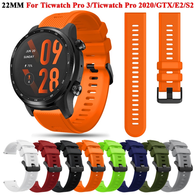 22 毫米錶帶適用於 Ticwatch Pro 3 Ultra GPS 矽膠錶帶適用於 Ticwatch Pro X/P