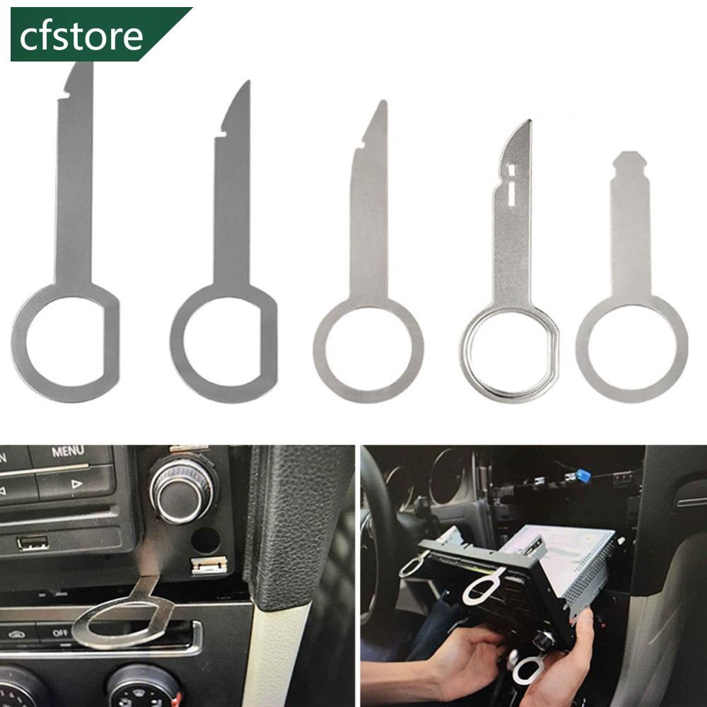 Cfstore 2Pcs 汽車收音機拆卸鑰匙銷工具立體聲主機音響汽車維修專用拆裝提取工具 I6P7