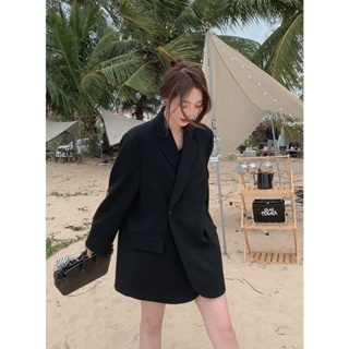 韓版春秋季西裝黑色寬鬆外套女 ins小眾風高級感時尚韓版新款西裝休閒上衣