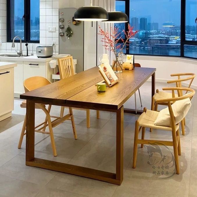 莫比恩同款白蠟木餐桌椅 宜家餐桌 原木高端實木工作台 家用飯桌北歐