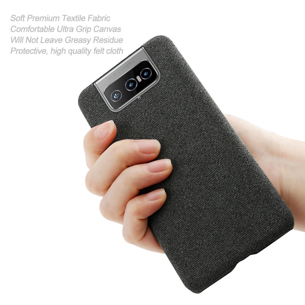千色殼 新款 簡約 素色 適用於華碩ASUS Zenfone8 Flip 手機殼 超薄布藝華碩7保護套 半包硬殼潮