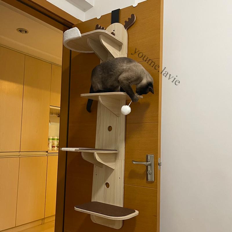 【可開發票】免運 貓架貓爬架貓窩貓樹一體不佔地小型實木掛門式貓跳台免打孔牆壁式