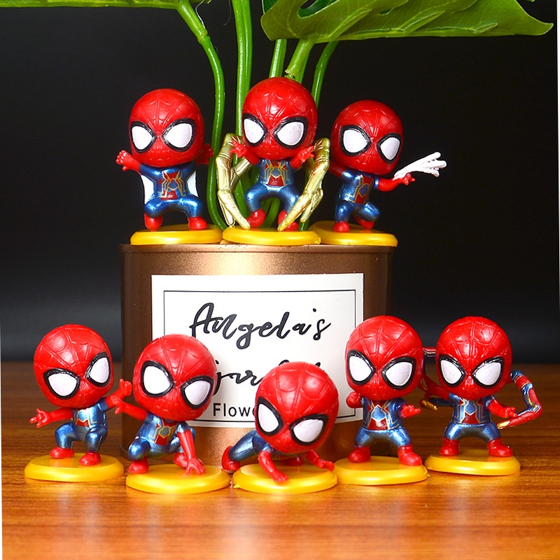 8 件/套復仇者聯盟超凡蜘蛛俠可動人偶 PVC 模型系列蛋糕烘焙裝飾娃娃玩具兒童家用