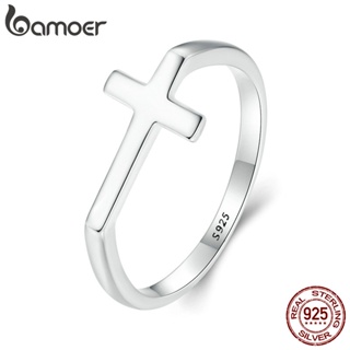 Bamoer 925 純銀戒指十字形時尚首飾禮品女士 SCR979