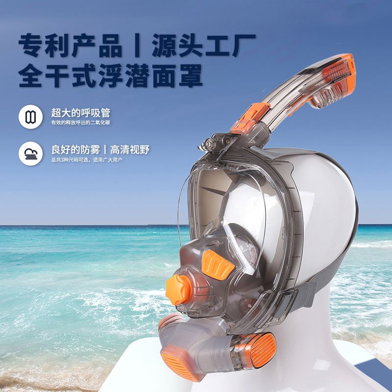 THENICE新款潜水面罩游泳面具全幹式呼吸管潜水套裝游泳浮潜面罩
