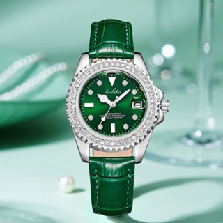 露詩卡外貿女表綠小眾鑲鑽水鬼時尚防水石英錶 直播女士手錶批發