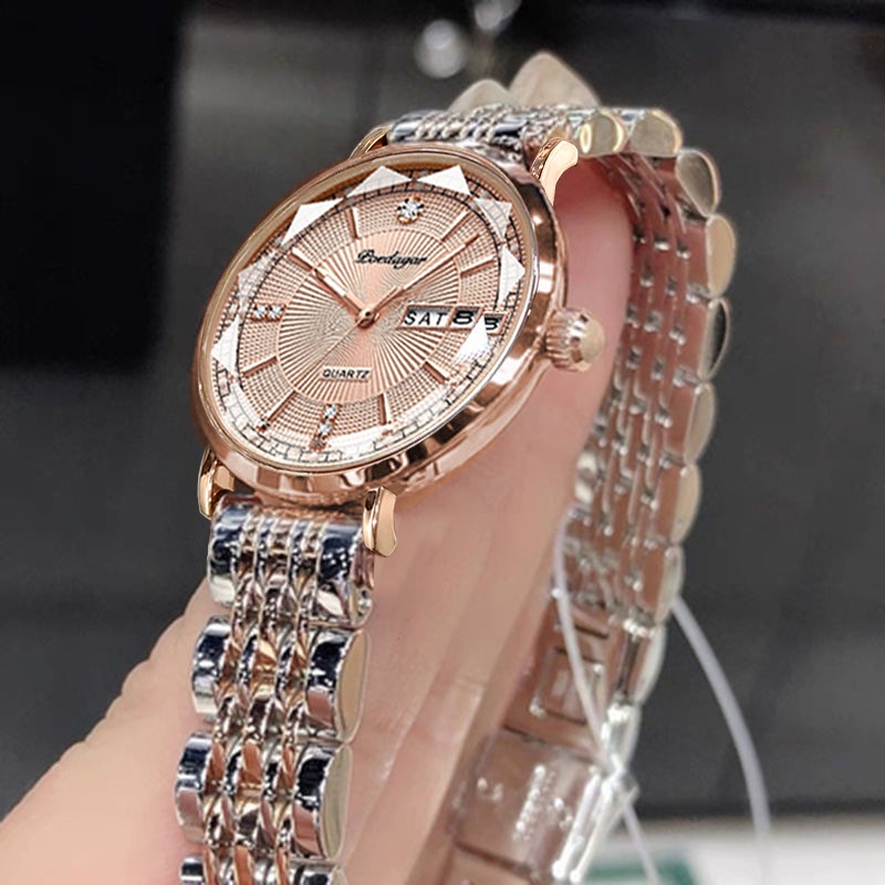 百達翡麗 3013 女錶時尚防水表夜光錶時穎表日曆鋼帶錶。